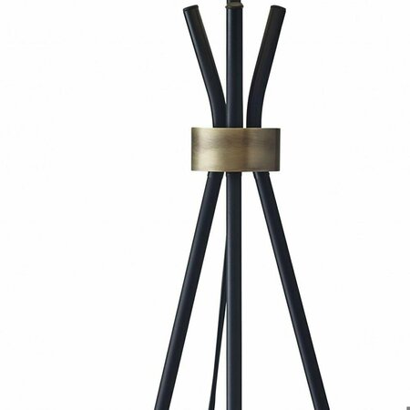 Homeroots Black Metal Tripod Leg Floor Lamp with Antique Brass Accent 372640